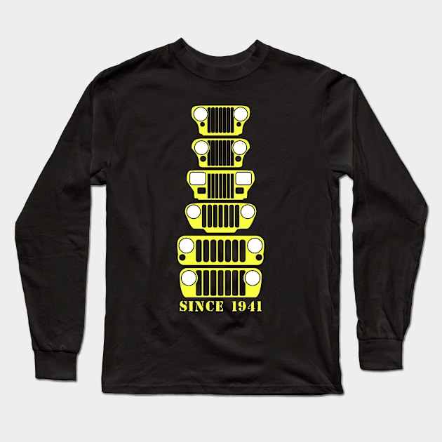 Jeep Grills Yellow Logo Long Sleeve T-Shirt by Caloosa Jeepers 